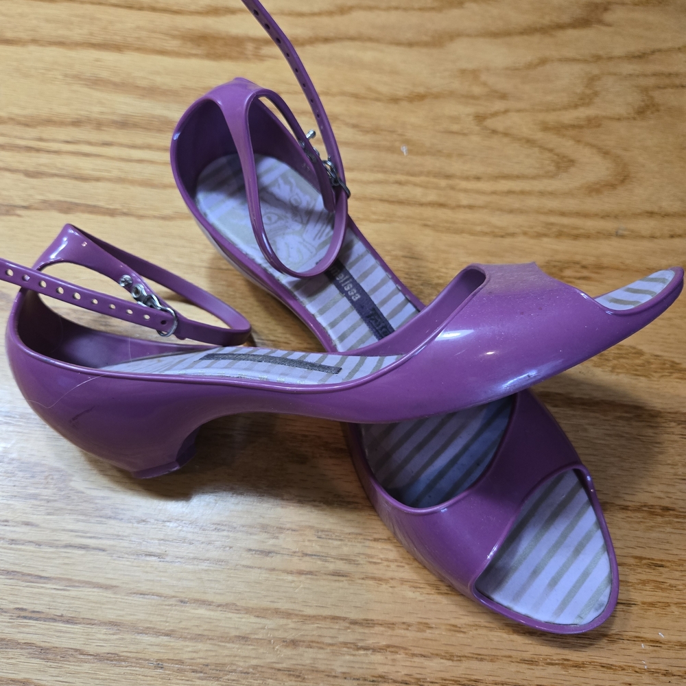 Melissa Purple Peep-Toe Heels
